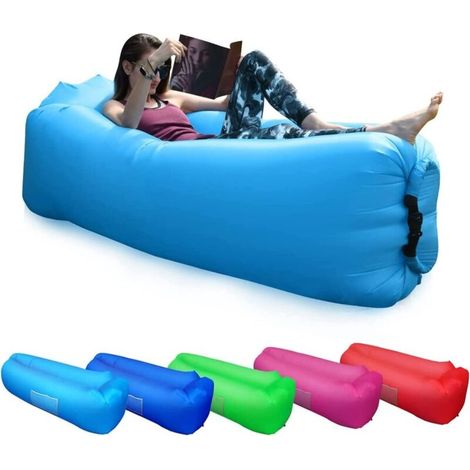 Canapé gonflable étanche avec coussins confortables, portable et portable, idéal pour le camping, les vacances, la randonnée, la piscine et les fêtes sur la plage. Taille L. (1/5)