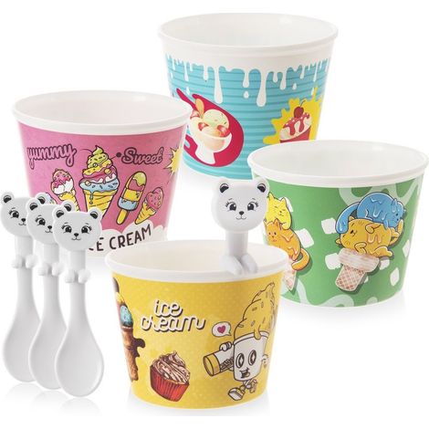 Vasos de helado con cucharas, 4 unidades. (1/5)