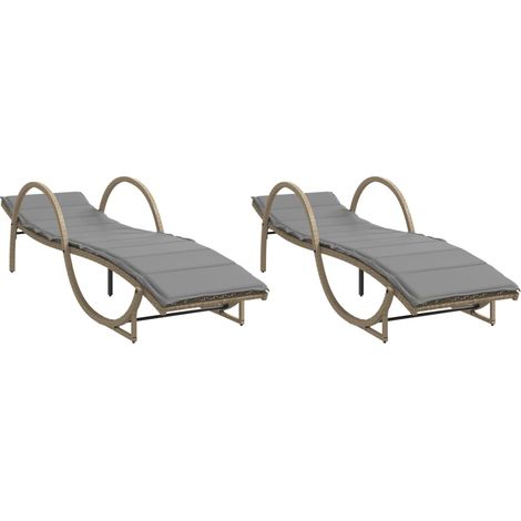 Maison Exclusive - Sonnenliegen 2 Stk. mit Auflagen Beige Poly Ra