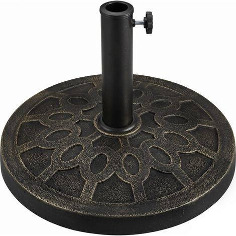 Base de parasol ronde pour mat de Ø38 et Ø48 mm resine et acier Ø45 cm bronze (1/5)
