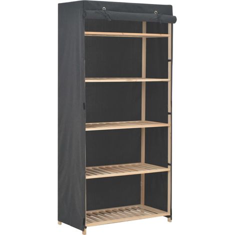 Vidaxl – Armoire en tissu gris 79 x 40 x 170 cm – 4 étagères fixes – Barre à cintres – Pour rangement vêtements et accessoires