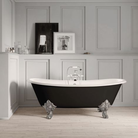 Bañera de Hierro BRADFORD negro con patas cromadas 180 cm (1/5)