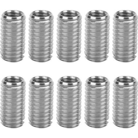 Lot de 10 inserts filetés mâle femelle en acier inoxydable Filetage M6x1,0 mm et M8x1,25 mm Outil de réparation pour filetage endommagé (1/4)