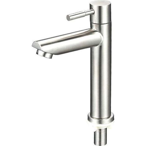 Robinet de salle de bain moderne, robinet de lavabo, robinet de lavabo monocommande avec bec de 150 mm de hauteur, robinet de lavabo monocommande carré, chrome poli