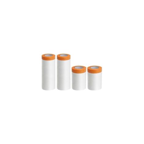 Lot de 4 rouleaux de film de masquage transparent avec ruban adhésif en tissu autocollant pour protection contre la poussière (1/5)