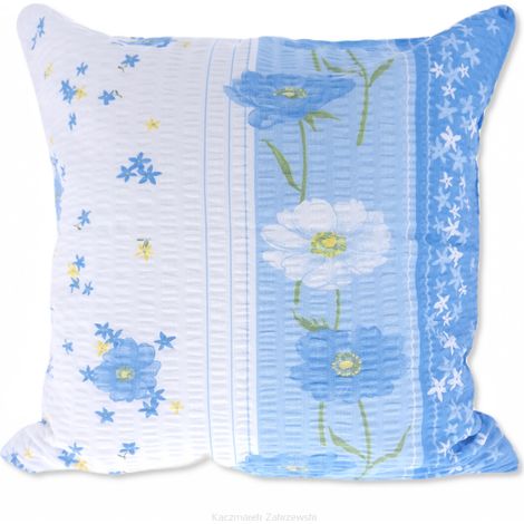 Federa in corteccia 40x40 cm, bianco, blu, fiori selvatici