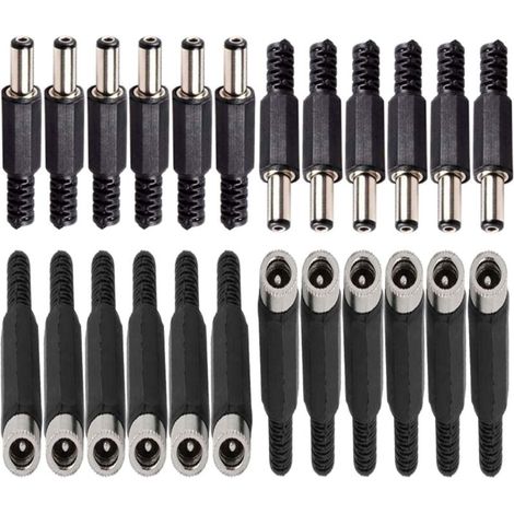 12 Pcs connecteurs DC Montage Panneau Prise 2,1mm x 5,5 mm/2,5mm x 5,5 mm,12 Prise connecteur Femelle 5,5 mm x 2,5 mm /2,1mm x 5,5 mm