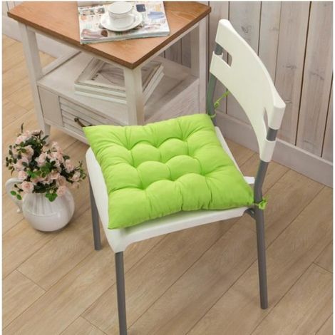 Coussin De Chaise - 40x40 Cm - 100% Coton - Vert - Lot De 4 (1/4)