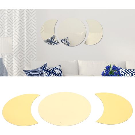 Stickers muraux miroir créatifs en acrylique représentant les phases du soleil et de la lune, pour la décoration de la chambre à coucher (doré) (1/5)