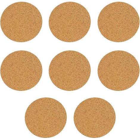 8 posavasos de corcho - Salvamanteles resistentes al calor - Posavasos ignífugos para botellas (redondos)