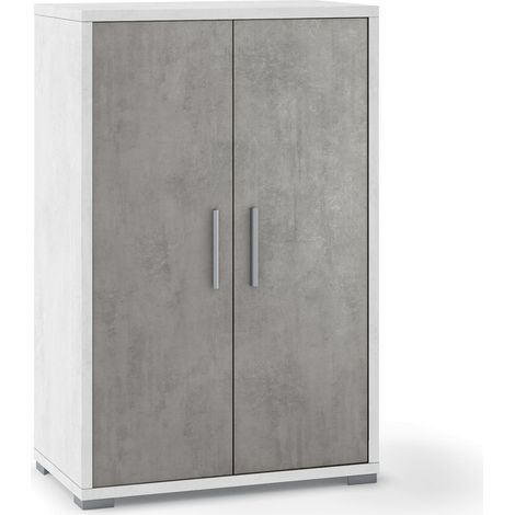 Mobile 2 Ante 71x110x41 cm Ossido Bianco/Cemento (1/2)