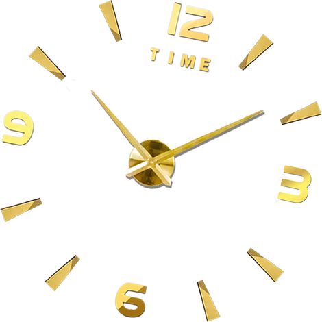Horloge murale DIY sans cadre, silencieuse, moderne, effet miroir 3D, autocollant mural pour chambre ou salon, décoration intérieure (1/5)