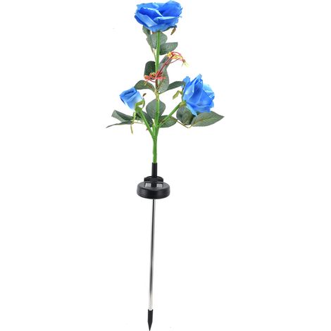 Lampe solaire LED en forme de rose artificielle à insérer dans le sol pour la décoration de jardin et de pelouse (1/5)