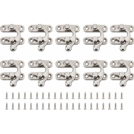 10 PCS Fermoirs Rétro, Fermoir Boite en Bois, Loquets Décoratifs en Métal avec Vis, Serrures Vintage pour Coffret, Boîte à Bijoux, Album Photo, Valise, Meuble, Artisanat et Bricolage (1/5)