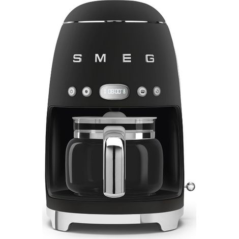 Smeg – Cafetière filtre programmable 10 tasses Noir Mat – Puissance 1050 W – Fonction 1-4 tasses – Touche Arôme – DCF02BLMEU