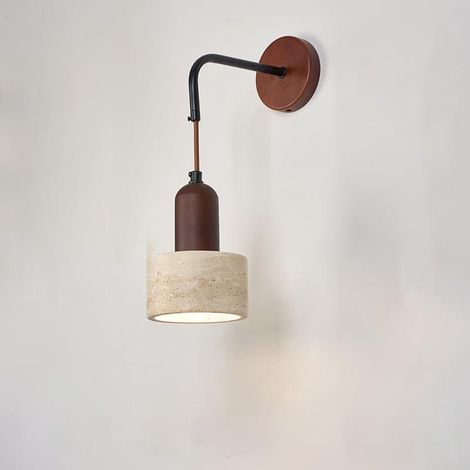 Applique Murale Travertin Jaune Naturel Lampe Murale Wabi Sabi Vintage E27 Luminaire Interieur Longueur Réglable Applique Rétro pour Salle à Manger Escalier Café [Classe énergétique A+] (1/5)