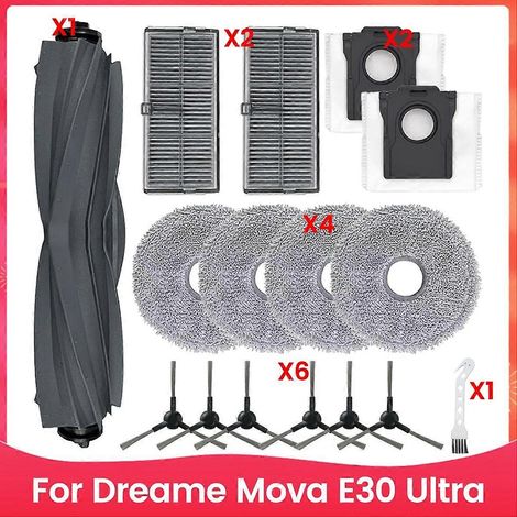 Ersatzteile für den Dreame Mova E30 Ultra Saugroboter: Hauptbürste, HEPA-Filter, Wischmopp. (1/5)