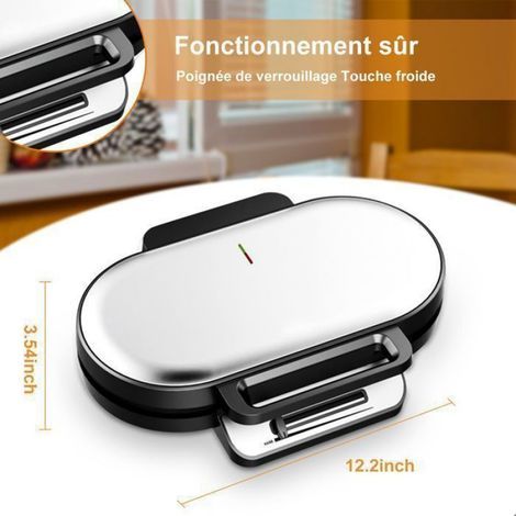 Herzförmiges Waffeleisen – Brillsten – Antihaftbeschichtung – Temperaturregelung – Schwarz – Für 2 Waffeln – Hohe Leistung: 1200 W (1/5)