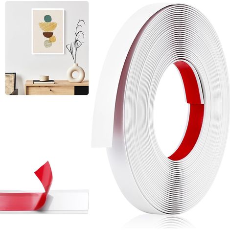 Moulure Auto Adhesive, Blanc Baguette de Finition PVC, Décoration Moulure Adhesive de 12 m x 2 cm, Facile à Couper et à Installer, Moulures Flexible pour Bord de Carreau, Miroir, Porte (1/5)