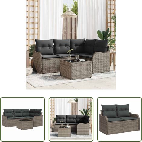 vidaXL Poly-Rattan - Gartensofa-set mit Speicher 5 pcs Schwarz Poly-Rattan (1/5)