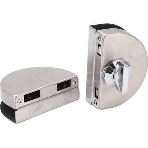 Serrure de Porte en Verre Brossée Polie 97x65mm pour Épaisseur 10‑12mm, Type Scindé (1/5)
