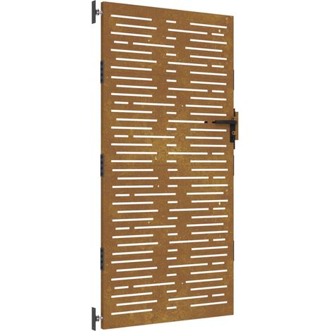 Vidaxl – Portail en acier corten 85x175 cm – Design carré découpé au laser – Système verrouillable – Résistant aux intempéries
