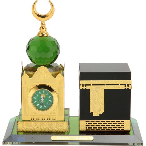 Grande Horloge Tour Ornement Cristal Architecture Modèle Miniature Figurine Bâtiment Collection Bureau Décoration (1/5)