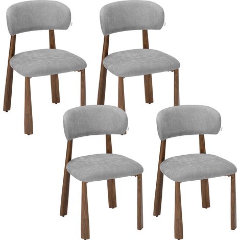 WOLTU Lot de 4 Chaises de Salle à Manger en Tissu Chenille, Chaises de Cuisine Rembourrées, Pieds Métalliques Imitation Bois, Gris (1/5)