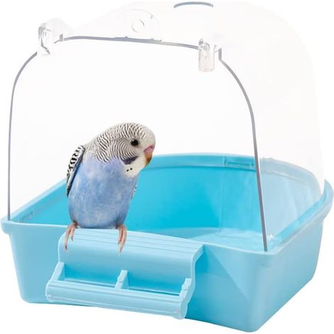 Baignoire pour oiseaux, transparente, pour perroquets, pour baignoire et douche, baignoire suspendue, accessoires pour oiseaux avec crochets (1/5)