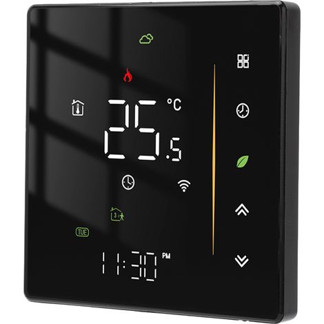 Thermostat intelligent professionnel avec application de contrôle Wi-Fi programmable pour la maison, 95-240 V CA, noir, pour chauffage au sol électrique (1/5)