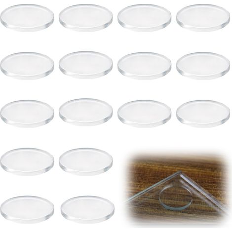 16 Pièces Ventouse Pour Table En Verre, Coussins Non-Adhésifs Transparent Ronds En PVC, Patins En Caoutchouc Pour Plateau De Verre, Séparateur De Verre Pour Meubles, Vitrine, Pare-Brise (1/5)