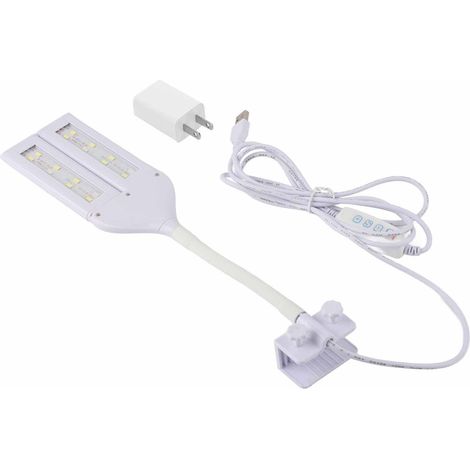 Lampe LED réglable à pince pour aquarium, 4 rangées de perles, USB, 110 V/240 V, prise US, 10F4, 4 W (1/5)