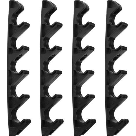 4-piece adjustable lounger set with hooks, black plastic, robust adjuster for garden and camping chairs (1/4)