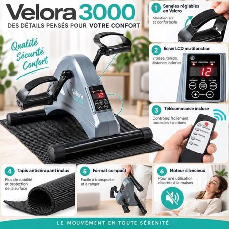Pédaleur électrique - CELLUSTOP - Velora 3000 - 12 Vitesses - 5 Programmes - Silencieux