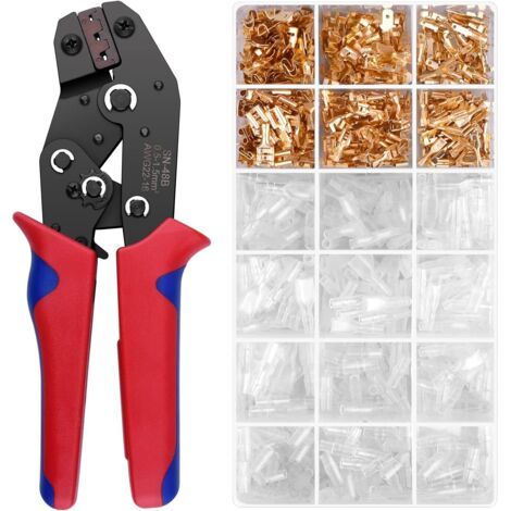 Pince à Sertir, 600 Cosse a Sertisseur pour Electriques 0,5-2,5 mm² (26-16WAG) Câble Bricolage Rouge, Pinces Professionnelles Kit d'outils de Sertissage pour Pince a Sertir BO007 (1/5)