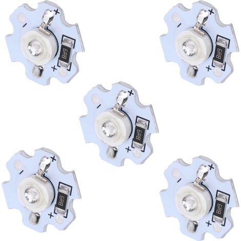 Lot de 25 puces LED haute puissance 1W 5V 200lm substrat aluminium 20x7mm pour éclairage DIY, lampes torches, phares, projecteurs UV 395-400nm (1/5)