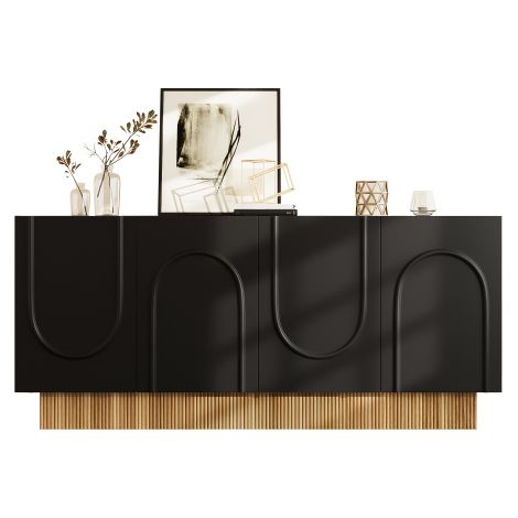 Buffet Moderne 4 Portes avec Grand Volume de Rangement – Meuble de Séjour et Salle à Manger en Style U, Compartiments Multifonctionnels pour un Rangement Organisé, Dimensions 160 x 75 x 38 cm (1/5)