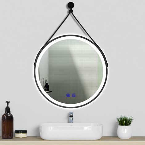 700MM Round Demister Bathroom Mirror with 3 Colours Dimmable LED Lights, Dual control Wall Mounted, IP44, Variable light 2 color light strip, Blackout memory (1/5)