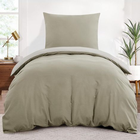 Bettwäsche 2teilig Bettbezug Kissenbezug OEKOTEX 155x220 Taupe Beige (1/5)