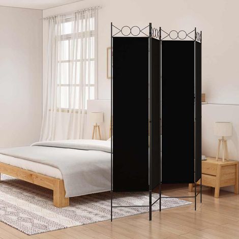 Cloison de séparation 4 panneaux-Paravent-Séparateur de pièce Noir 160x200 cm Tissu (1/5)