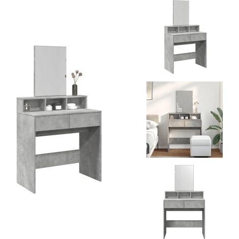 Schminktisch mit Spiegel Betongrau 80x41x144,5 cm - Schminktisch - Kosmetikschrank - Badezimmermöbel - Spiegelkommode - Makeup Tisch (1/5)
