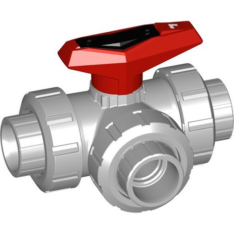 Vanne à bille 3 voies GF 543 horizontale PVC-C/EPDM d 25 emboîtement/alésage en L