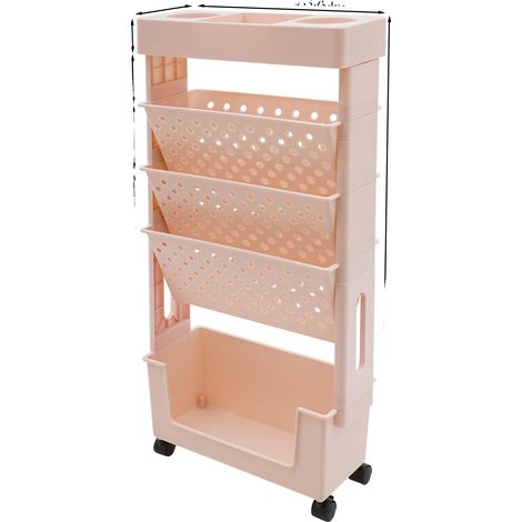 Scaffale portaoggetti a 5 ripiani, design mobile, rosa (1/2)