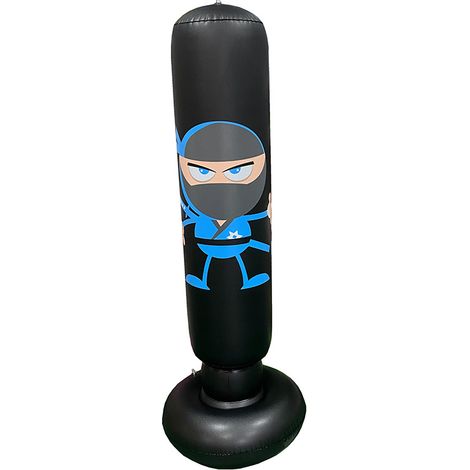 Sac de Boxe Enfant 160 cm Sac de Frappe Gonflable Ninja avec Gants de Boxe pour Pratiquer Le MMA Karaté Taekwondo et Soulager L'énergie Refoulée