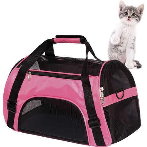 Sac de Transport Souple pour Chat et Chien de Petite et Moyenne Taille, approuvé par Les compagnies aériennes, jusqu'à 6,8 kg (Taille S, Rose) (1/5)