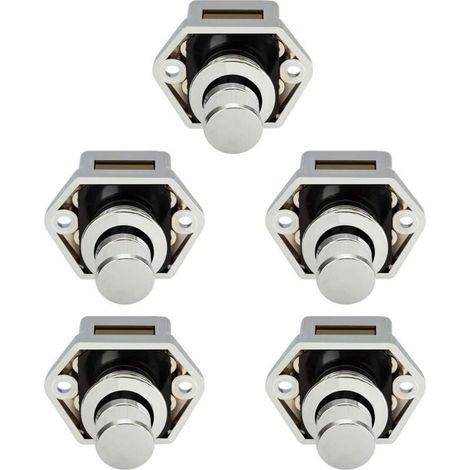 5 pièces Mini bouton poussoir tiroir armoire porte loquet caravane camping-car bateau Chrome bouton (1/5)
