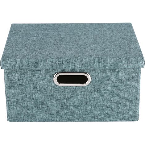 Caisse De Rangement Pliable En Tissu Avec Couvercle Pour Vêtements Jouets Serviettes Salle De Bain Chambre Bleu 1 Pièce (1/5)