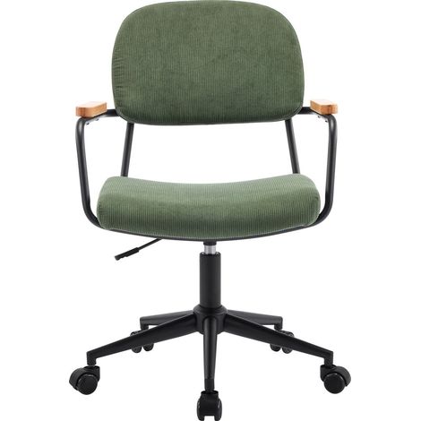Fauteuil de bureau pivotant et réglable en hauteur en velours côtelé vert kaki - Gianni (1/5)