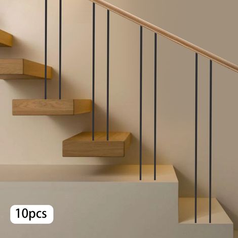 Poteaux de balustrade en fer forgé, lot de 10 poteaux métalliques pour terrasse, poteaux creux de 44 x 1/2 pouces, poteaux de rampe d'escalier (10 poteaux droits), sans socle
