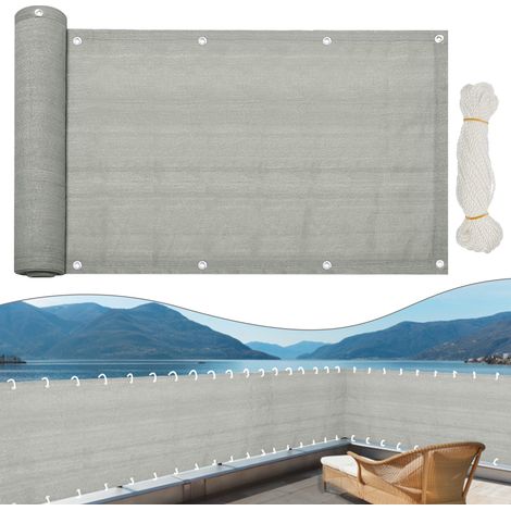 Hengda Schermatura privacy per balcone 600x75 cm Copertura privacy HDPE grigia 180GR/M2 (1/5)